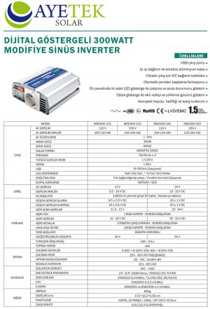 Modifiye Sinüs İnvertör SS 300 W 12V 230V