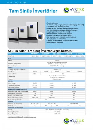 Tam Sinüs İnverter/Şarj Cihazı SS 1000VA/800W 12VDC